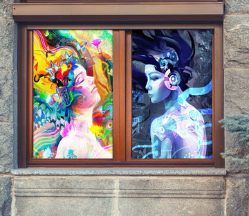 3D Oil Painting Woman 424 Window Film Print Sticker Cling Stained Glass UV Block