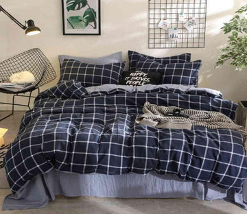 3D Black Plaid 7002 Bed Pillowcases Quilt