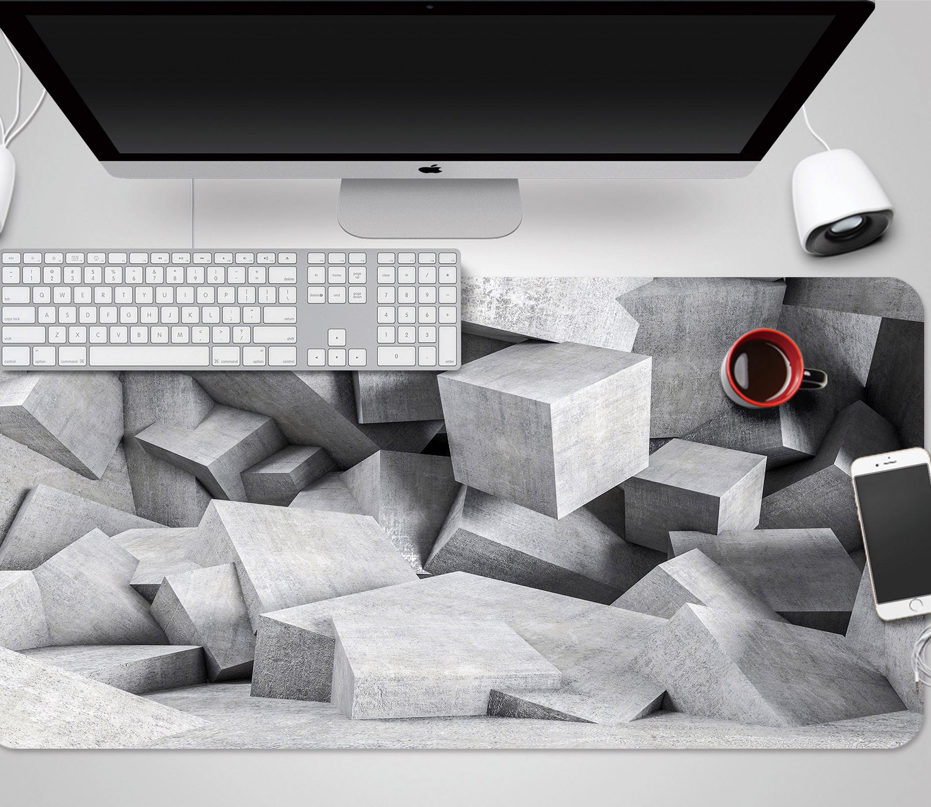 3D Grey Cube 18037 Desk Mat