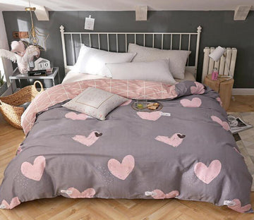 3D Pink Love 4122 Bed Pillowcases Quilt