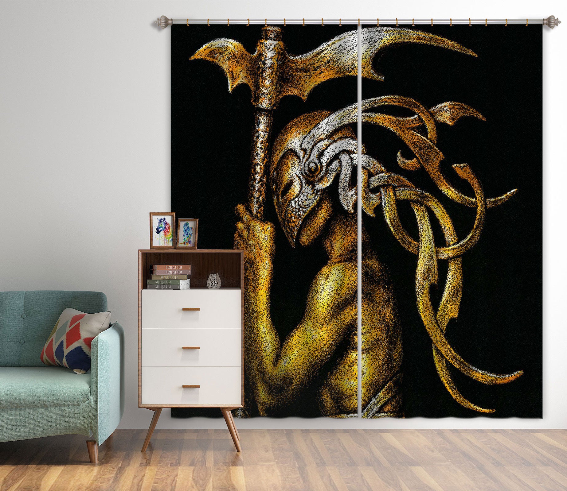 3D Arms Mask Man 7208 Ciruelo Curtain Curtains Drapes