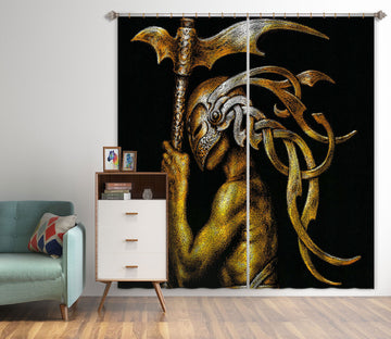 3D Arms Mask Man 7208 Ciruelo Curtain Curtains Drapes