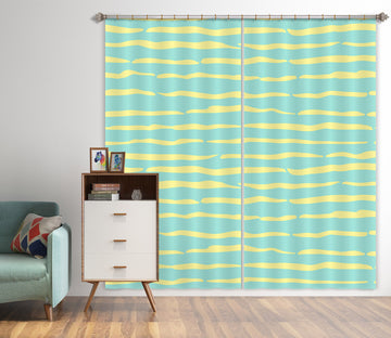 3D Green Striped Pattern 11180 Kashmira Jayaprakash Curtain Curtains Drapes