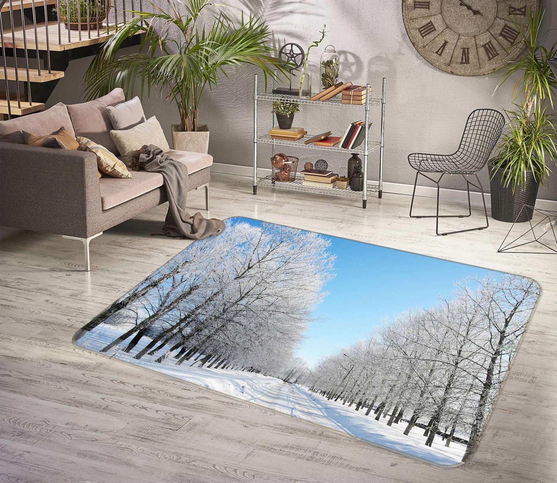 3D Snow Forest 76023 Non Slip Rug Mat