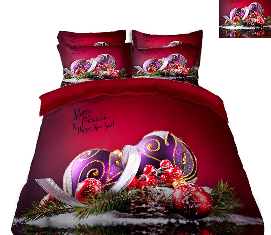 3D Purple Ball Pendant 45181 Christmas Quilt Duvet Cover Xmas Bed Pillowcases
