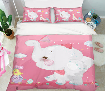 3D White Elephant 61014 Bed Pillowcases Quilt