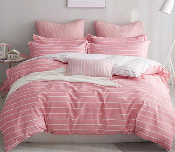 3D Pink Horizontal Stripes 12086 Bed Pillowcases Quilt