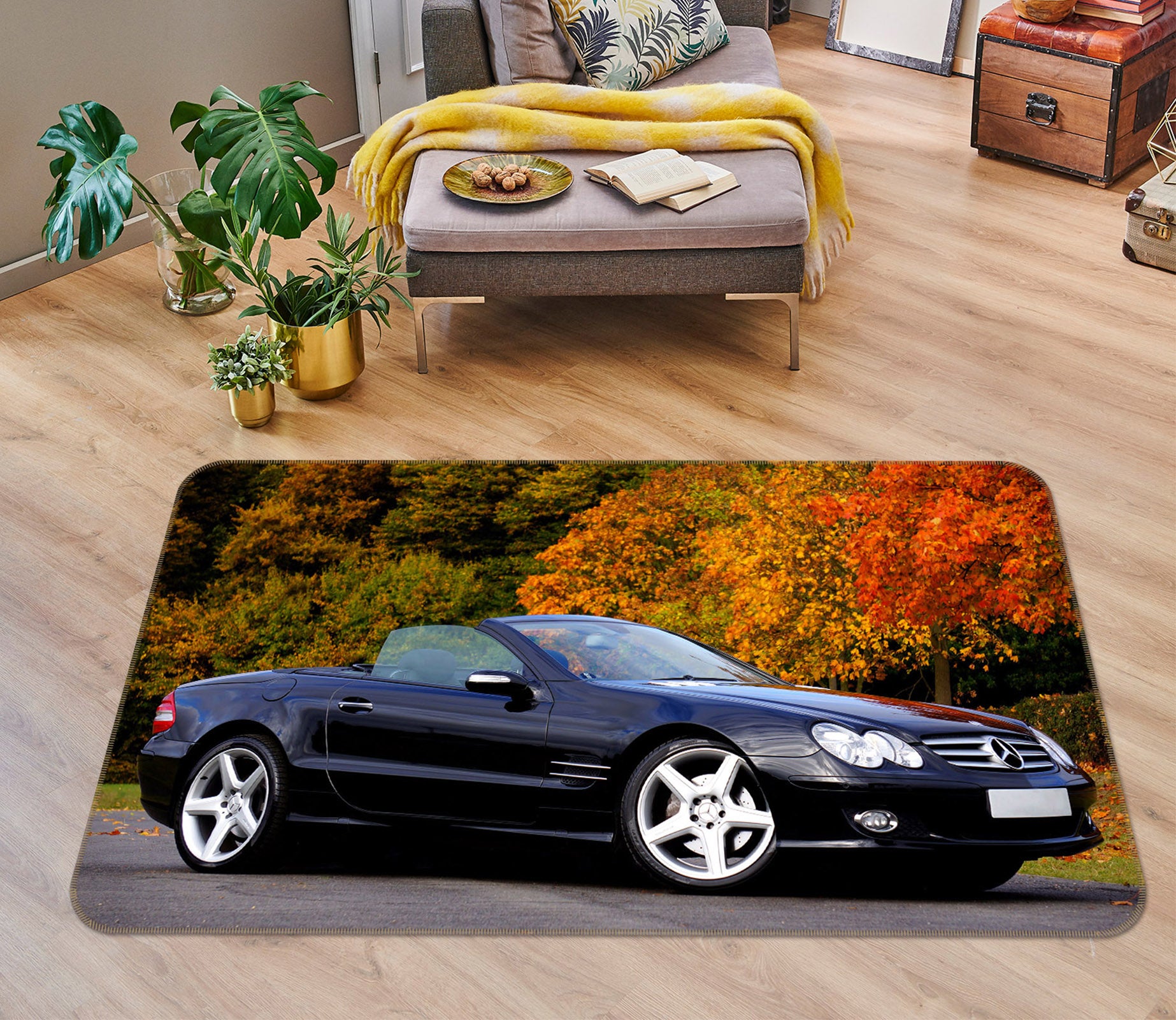 3D Black Car 68059 Vehicle Non Slip Rug Mat