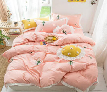 3D Pink Flower 20121 Bed Pillowcases Quilt
