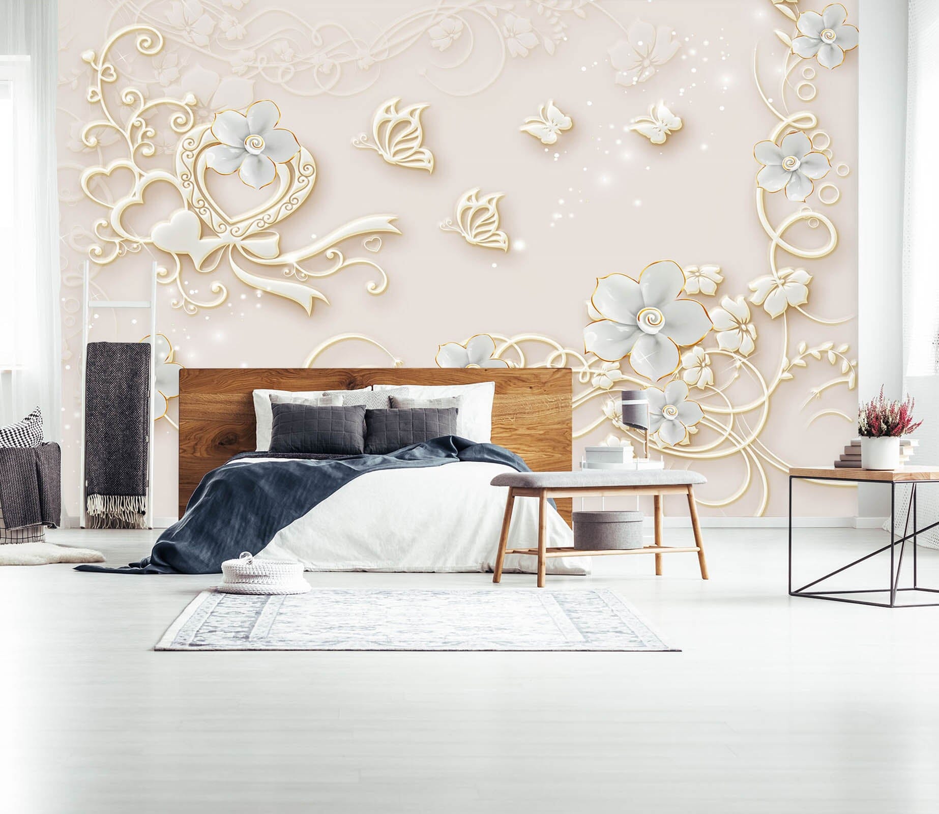 3D Pink Rose 1521 Wall Murals Wallpaper AJ Wallpaper 2 