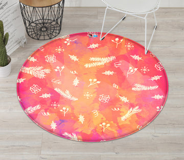 3D Feather Pattern 65240 Christmas Round Non Slip Rug Mat Xmas