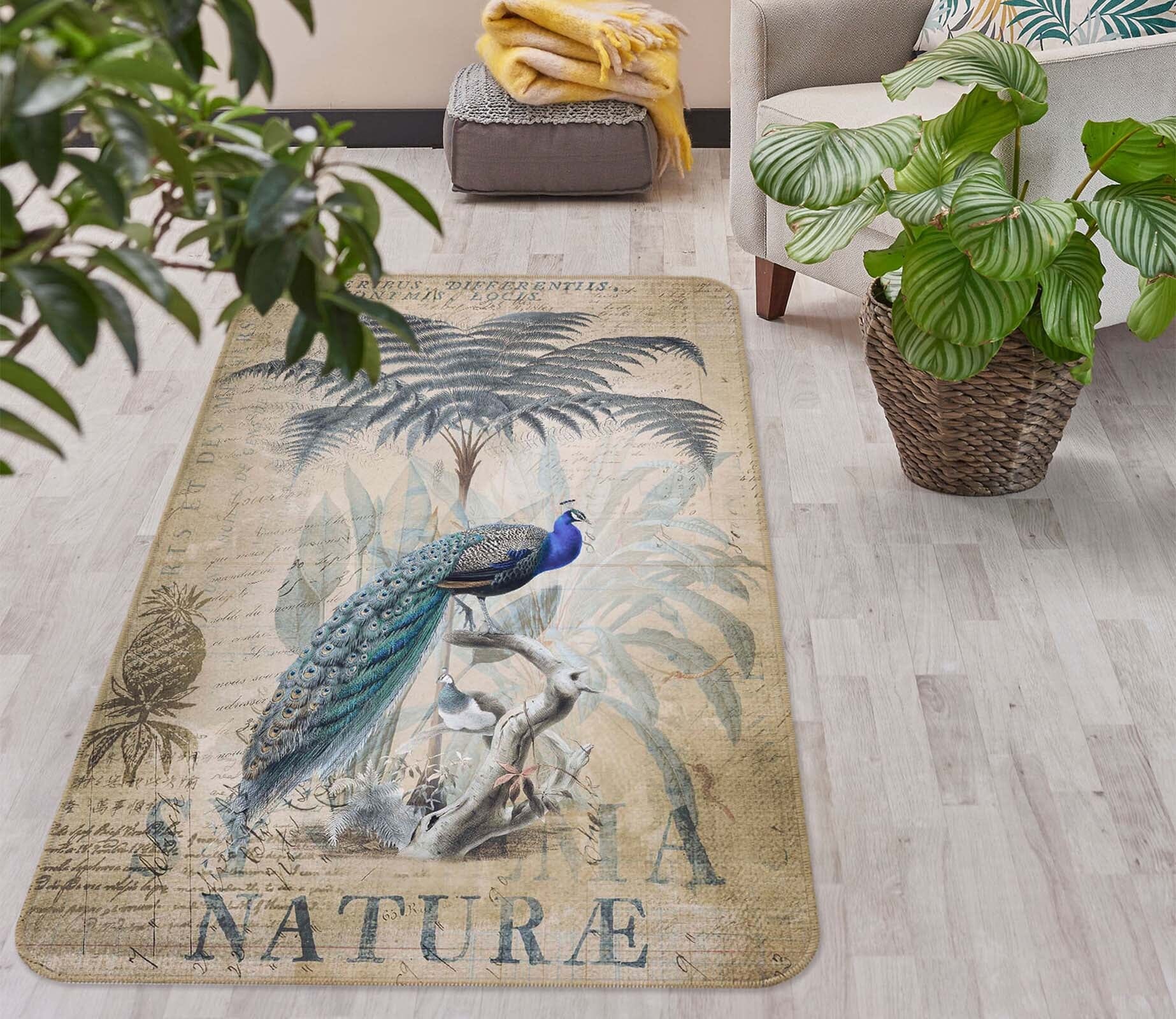 3D Wood Peacock 1028 Andrea haase Rug Non Slip Rug Mat Mat AJ Creativity Home 