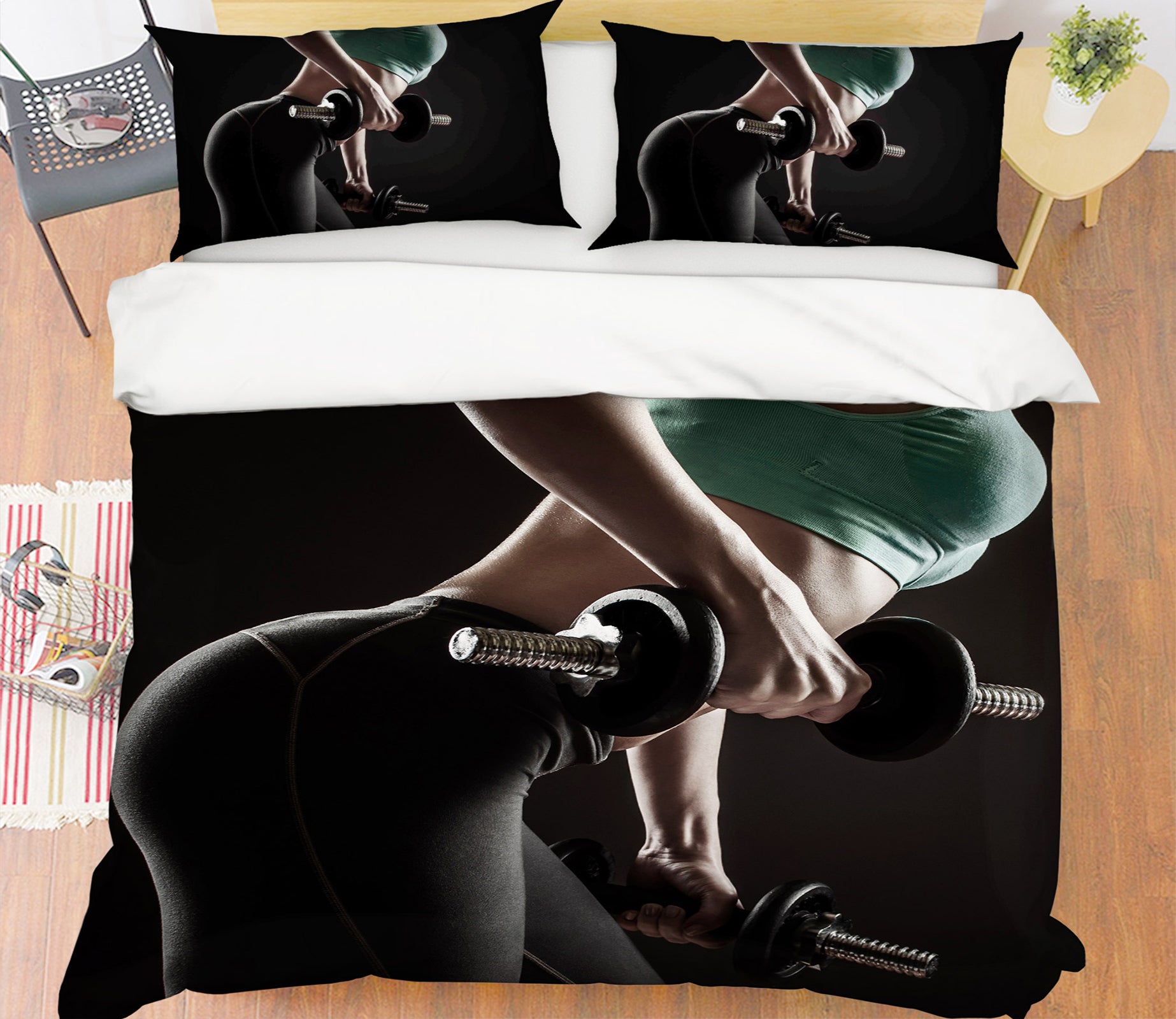 3D Lift Dumbbells 14112 Bed Pillowcases Quilt