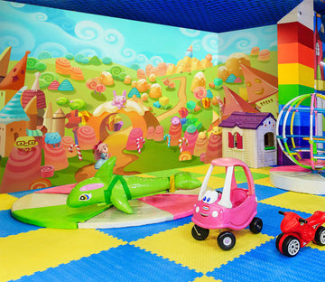 3D Cartoon Ice Cream Lawn 1403 Indoor Play Centres Wall Murals
