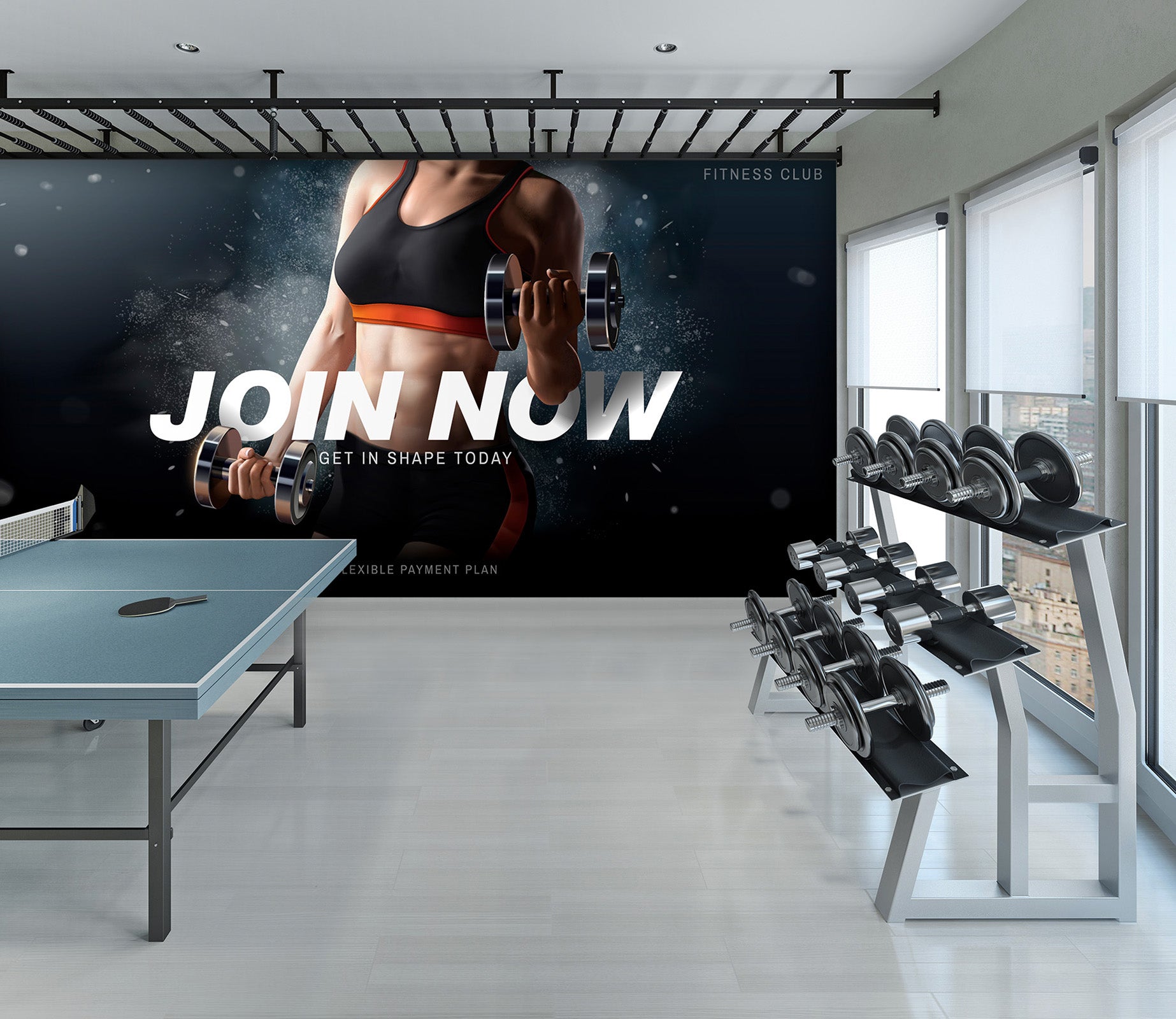 3D Sport Dumbbell 103 Wall Murals Wallpaper AJ Wallpaper 2 