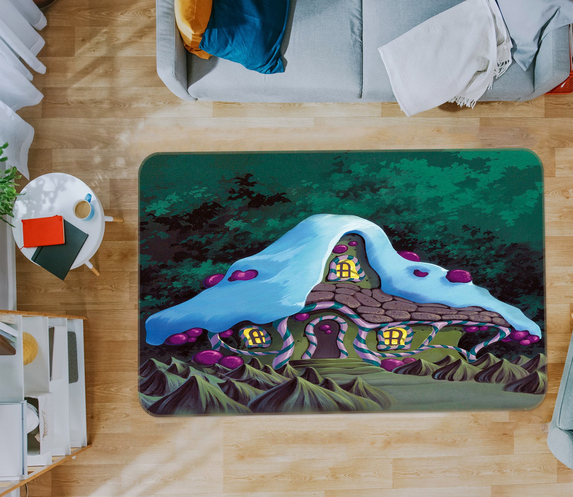 3D Snow Cabin 75165 Non Slip Rug Mat