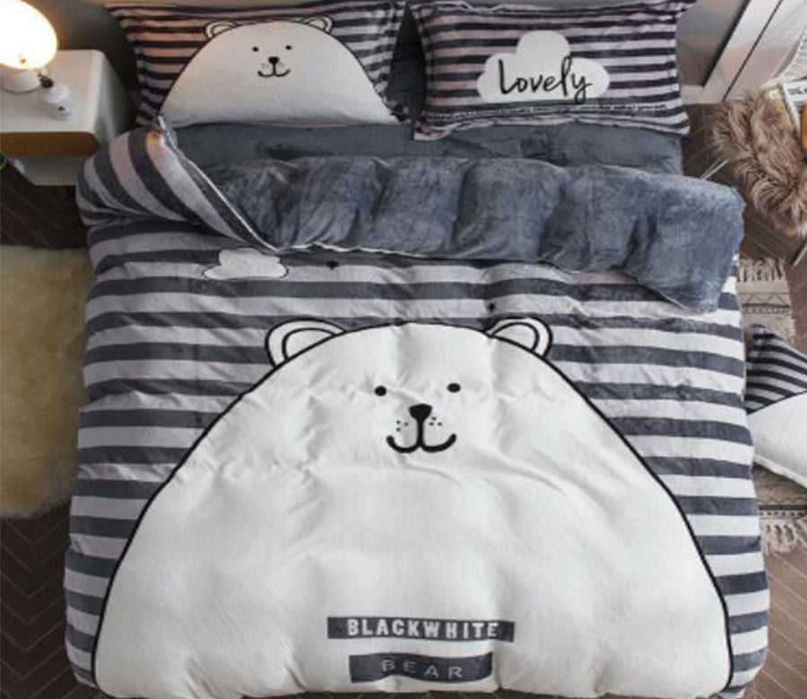 3D Fat Bear 18097 Bed Pillowcases Quilt