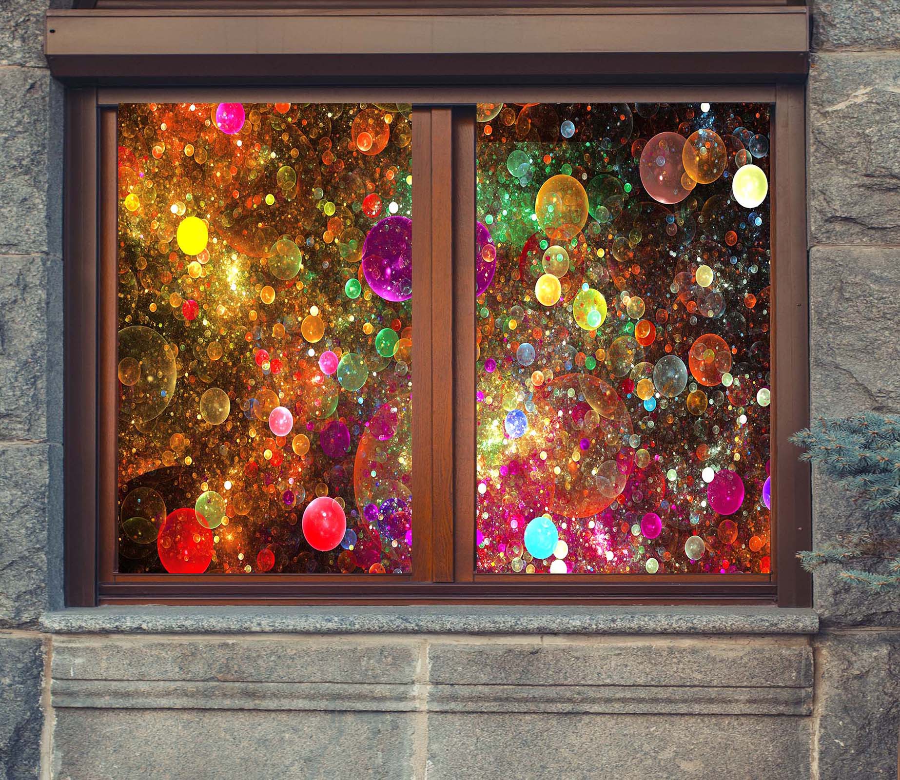 3D Color Bubble 316 Window Film Print Sticker Cling Stained Glass UV Block