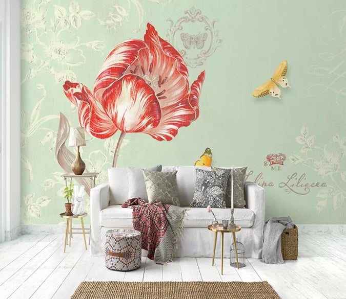 3D Red Flower 726 Wall Murals Wallpaper AJ Wallpaper 2 
