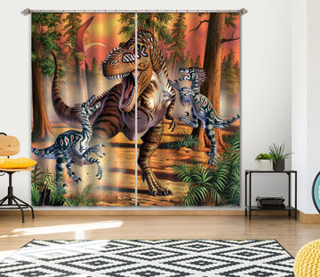 3D Dinosaur Fight 059 Jerry LoFaro Curtain Curtains Drapes Curtains AJ Creativity Home 