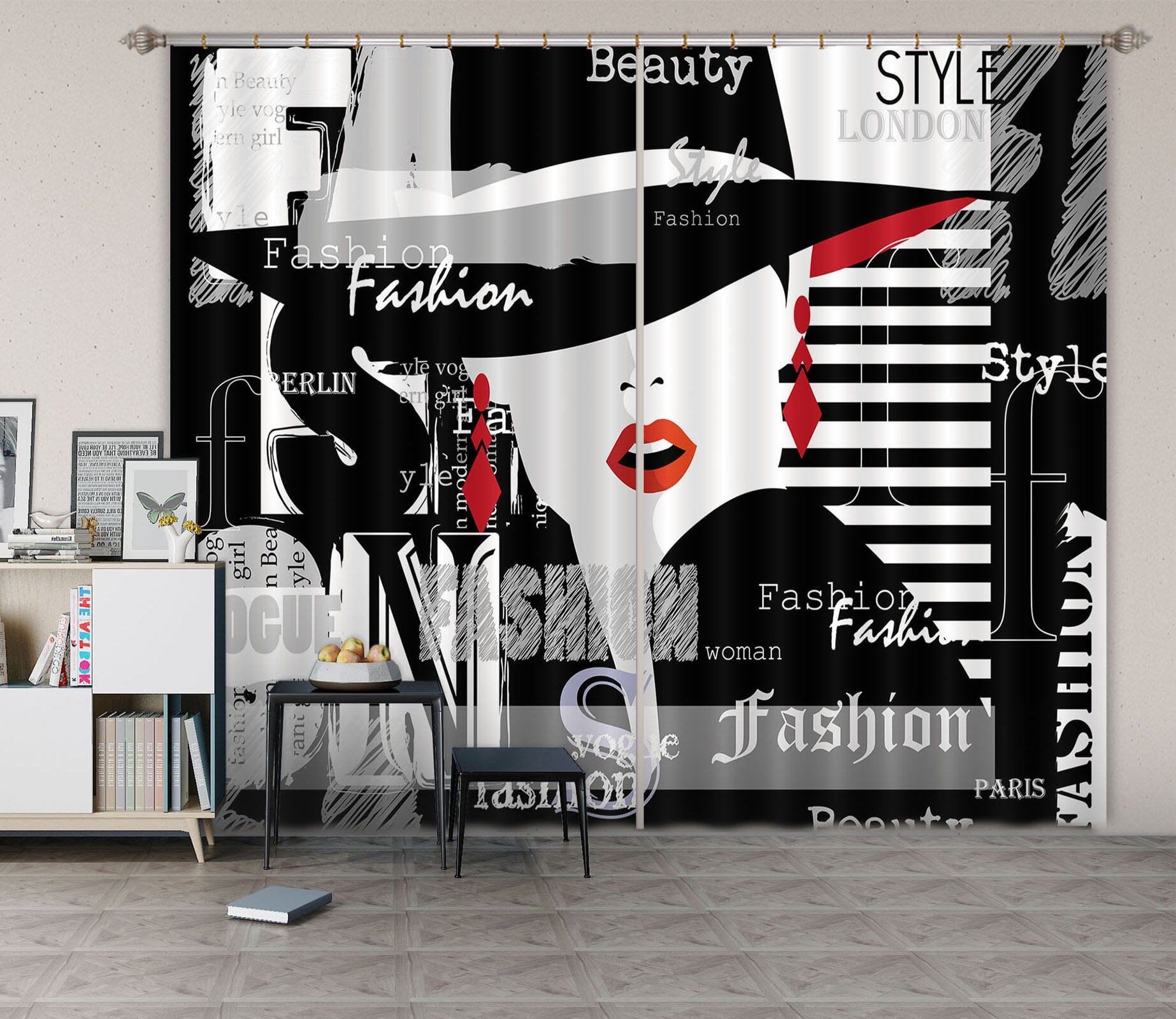 3D Red Lips 785 Curtains Drapes Wallpaper AJ Wallpaper 