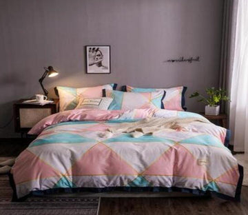3D Pink Mint Green Triangle 14029 Bed Pillowcases Quilt