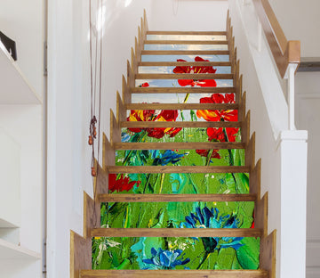 3D Red Blue Flower 2027 Skromova Marina Stair Risers