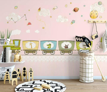 3D Pink Train 713 Wall Murals Wallpaper AJ Wallpaper 2 