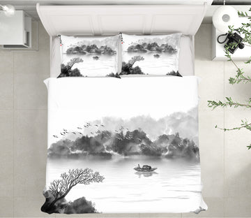 3D River Ferry 13082 Bed Pillowcases Quilt