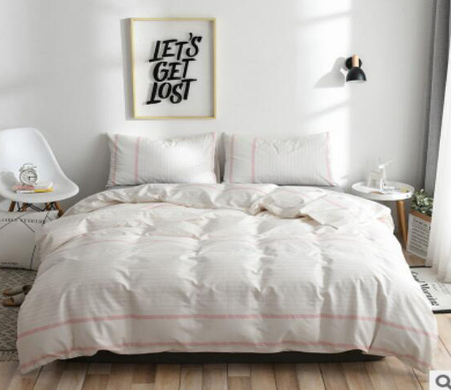 3D White Pink 17196 Bed Pillowcases Quilt