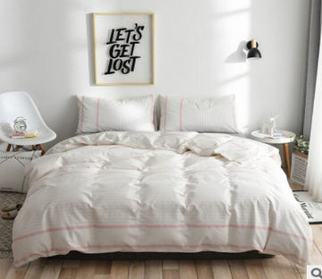 3D White Pink 17196 Bed Pillowcases Quilt