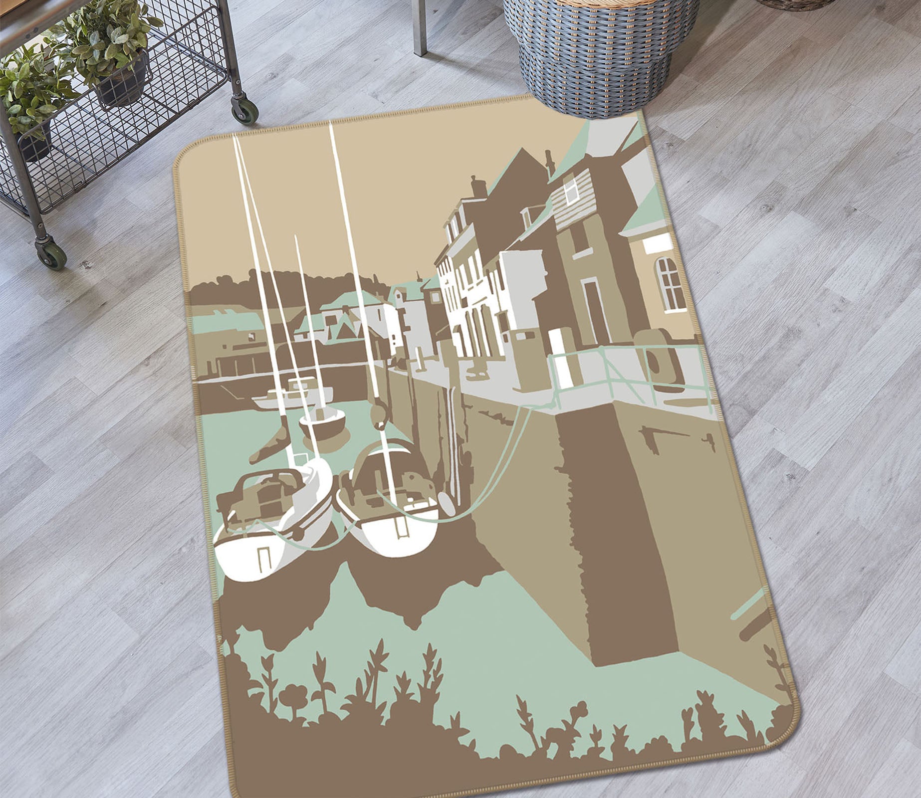 3D Houses Vessel 84289 Steve Read Rug Non Slip Rug Mat