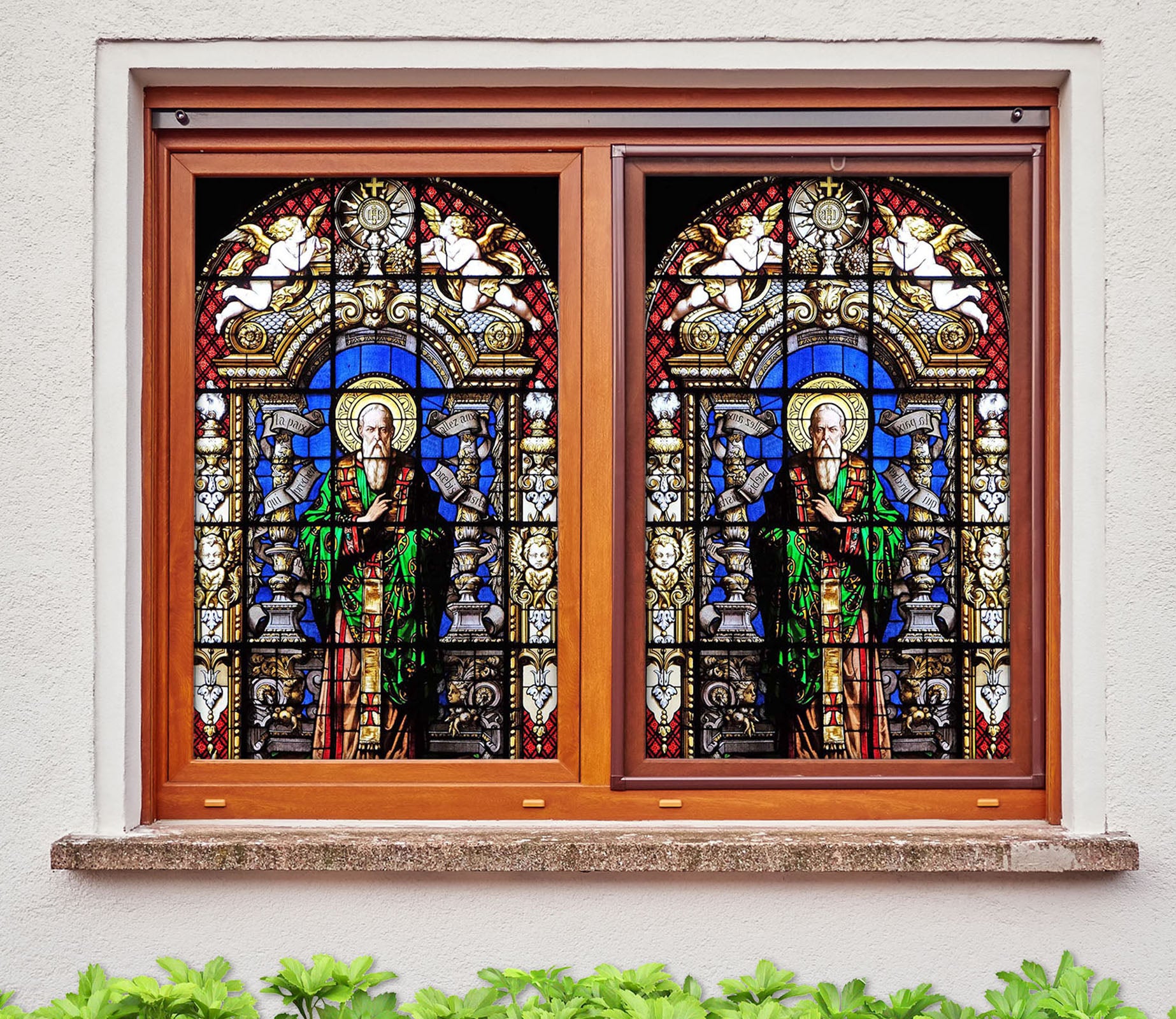 3D Old Man Priesthood 080 Window Film Print Sticker Cling Stained Glass UV Block