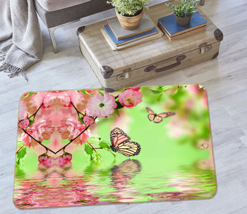 3D Flowers Butterfly 68174 Animal Non Slip Rug Mat
