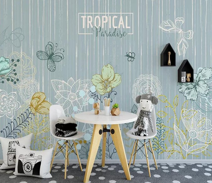 3D Flowers And Leaves 1863 Wall Murals Wallpaper AJ Wallpaper 2 