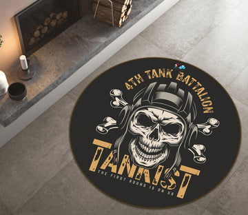 3D Skull 81044 Round Non Slip Rug Mat