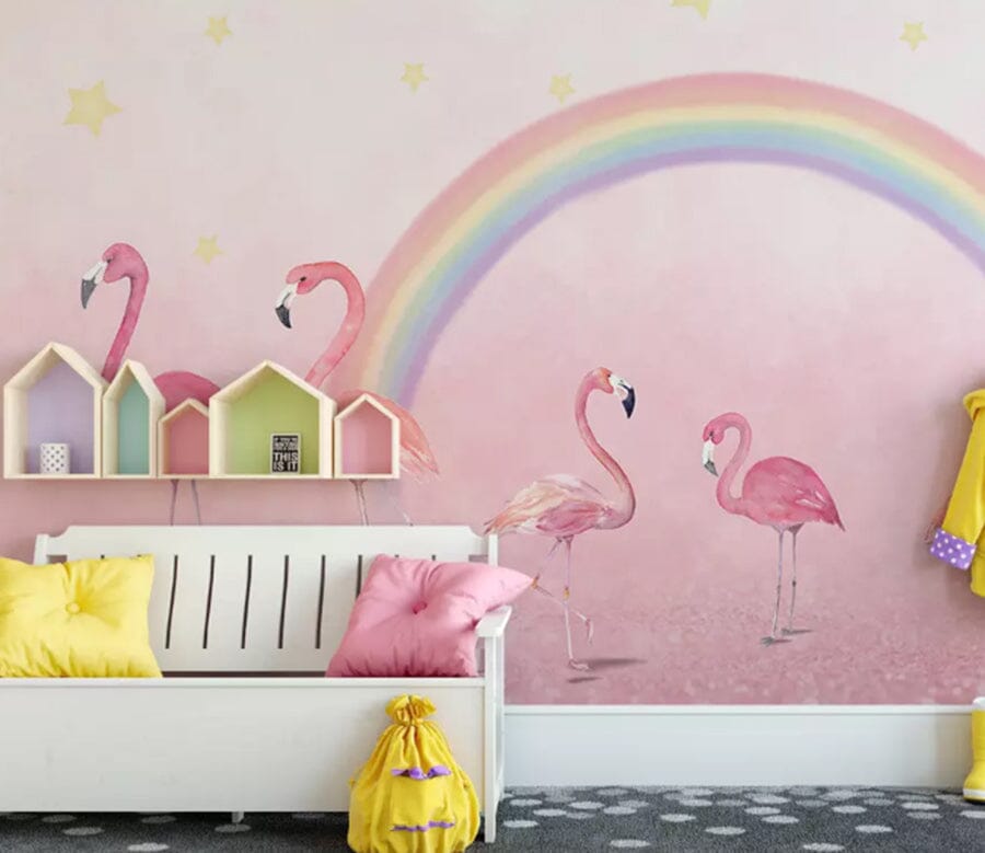 3D Pink Flamingo 2079 Wall Murals Wallpaper AJ Wallpaper 2 