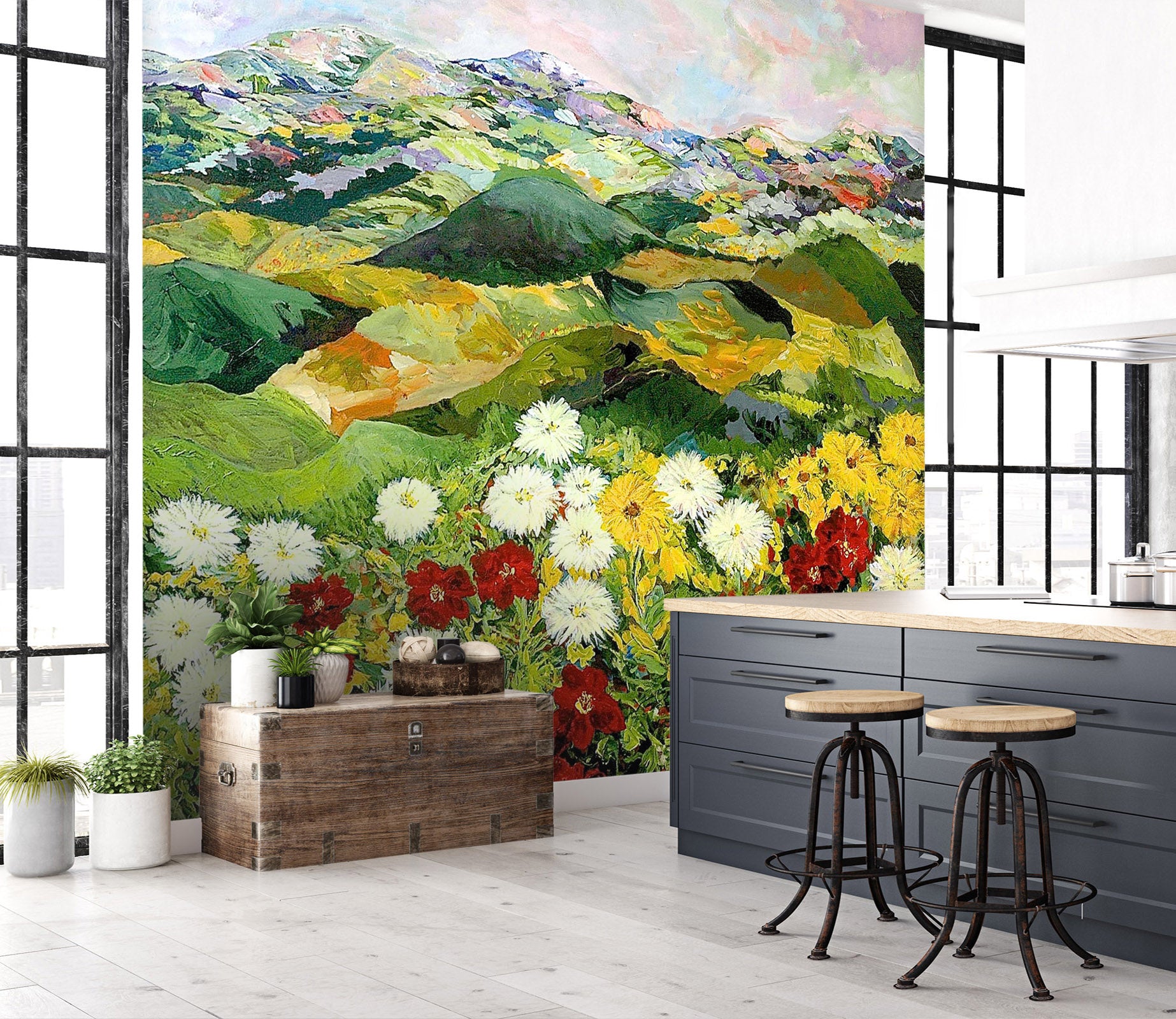 3D White Chrysanthemum 143 Allan P. Friedlander Wall Mural Wall Murals
