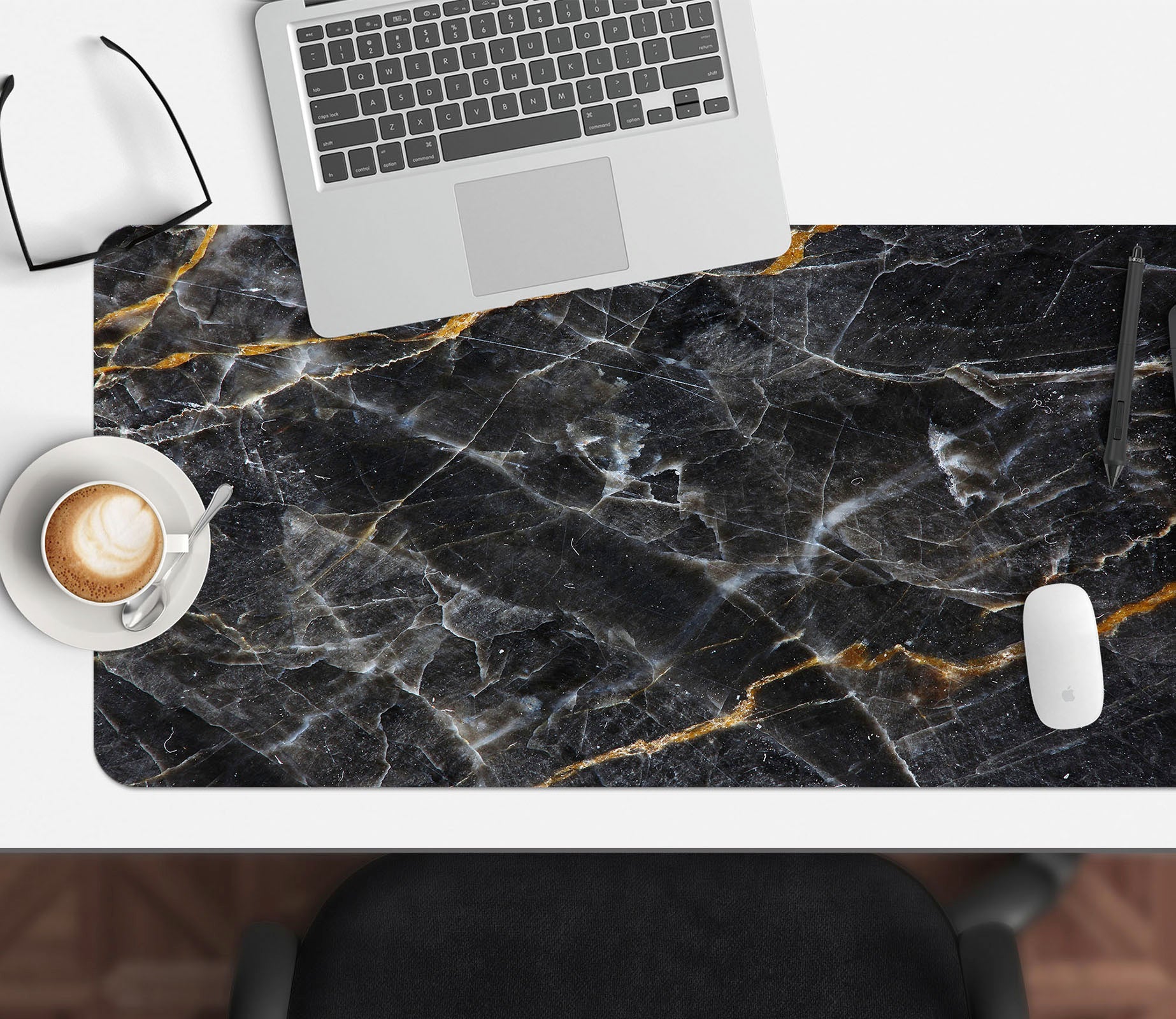 3D Black Marble 17189 Desk Mat