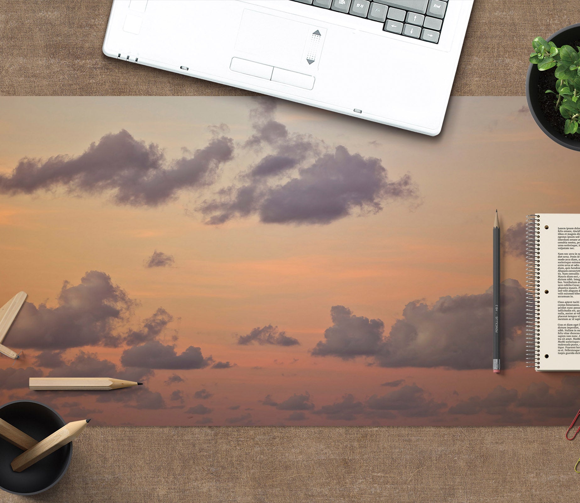 3D Sunset Clouds 7706 Assaf Frank Desk Mat
