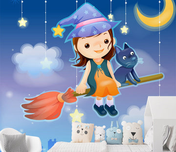 3D Broom Girl 1665 Wall Murals Wallpaper AJ Wallpaper 2 