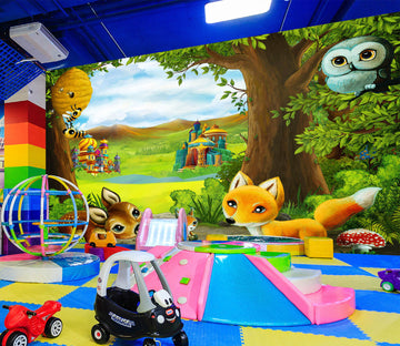 3D Tree Animal 1433 Indoor Play Centres Wall Murals