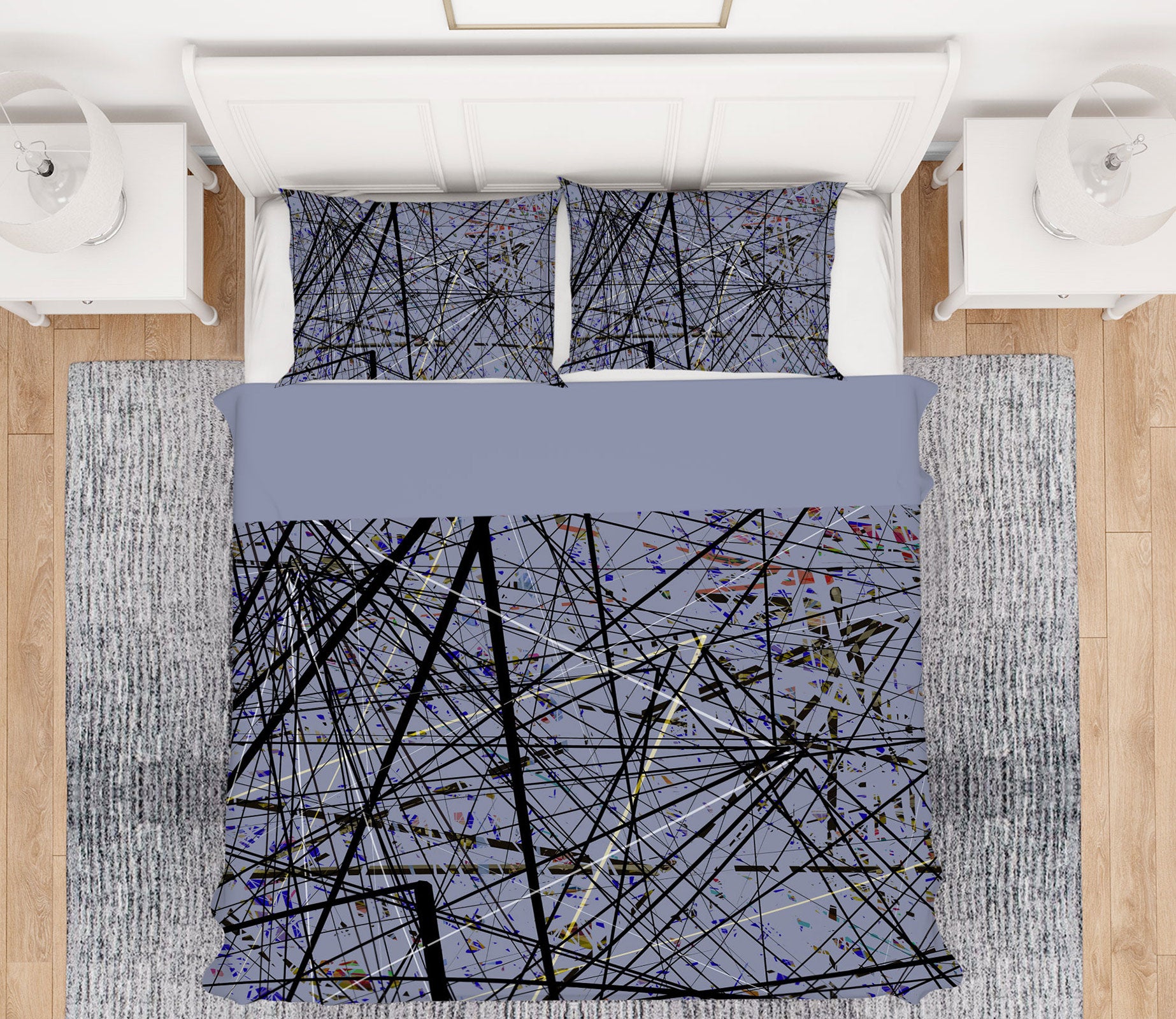 3D Dark Gray Lines 13211 Bed Pillowcases Quilt