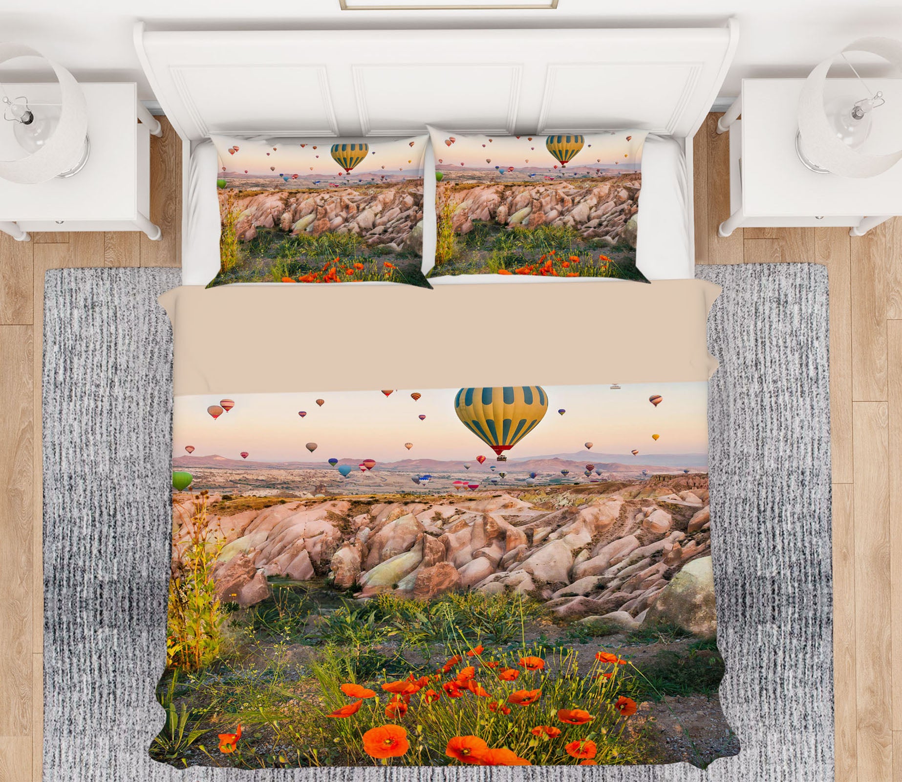 3D Hot Air Balloon Flower Bush 61078 Bed Pillowcases Quilt