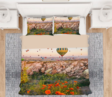 3D Hot Air Balloon Flower Bush 61078 Bed Pillowcases Quilt