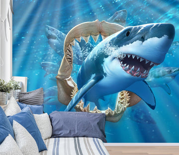 3D Great White Shark 108 Jerry LoFaro Wall Mural Wall Murals Wallpaper AJ Wallpaper 2 