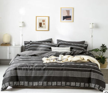 3D Black Bars 14165 Bed Pillowcases Quilt