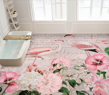 3D Pink Flower Flamingo 104143 Andrea Haase Floor Mural