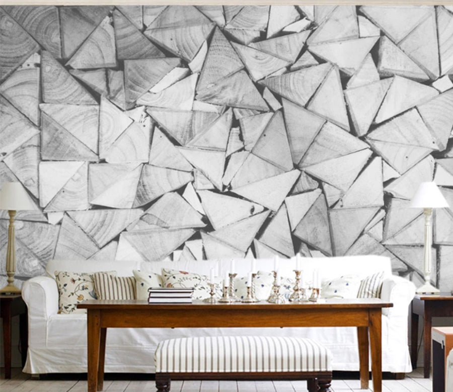 3D White Triangle WC341 Wall Murals