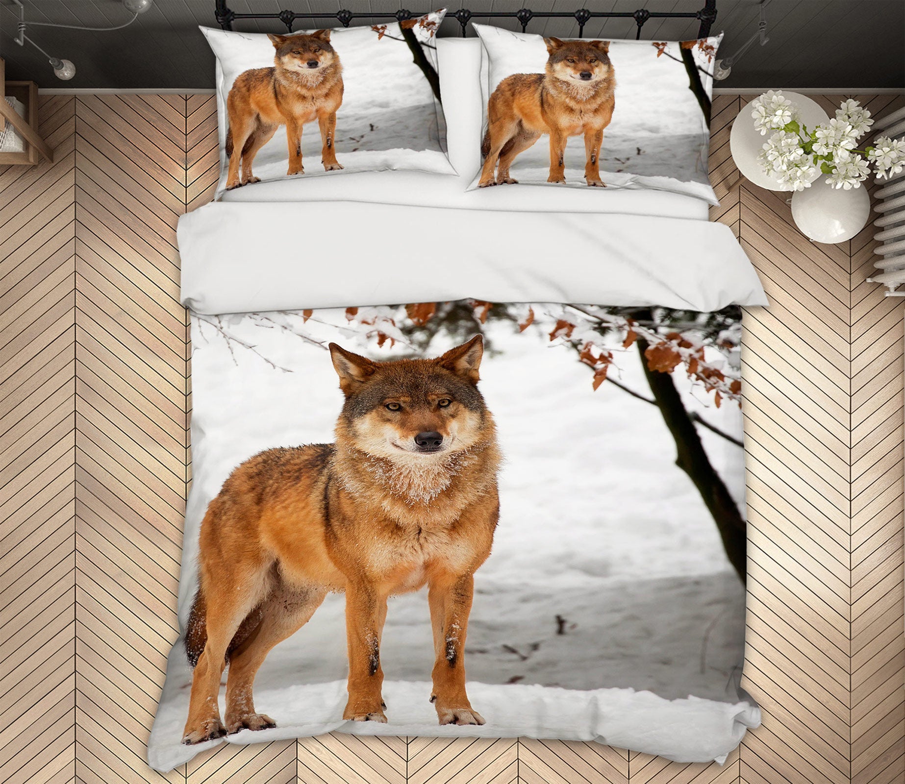 3D Snowfield Wolf 60007 Bed Pillowcases Quilt
